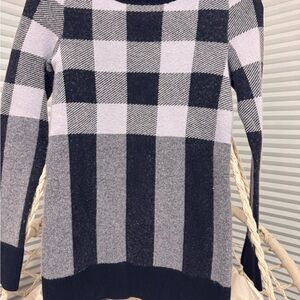 Ann Taylor Black and Gray Plaid Turtleneck Sweater